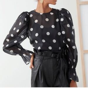 & Other Stories Black and White Polka Dot Blouse